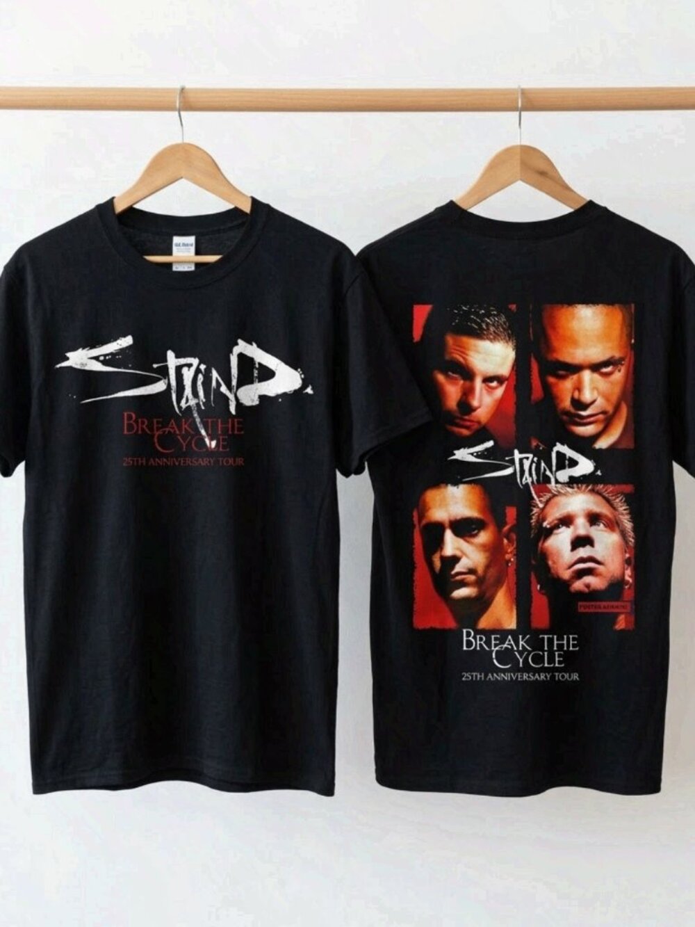 Staind Break The Cycle 25th Anniversary Tour 2026 Black T-Shirt Reprint
